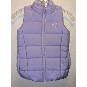 NWT Puma Puffer Vest Full Zip With Pockets Lavender Girls Size Xs 5/6